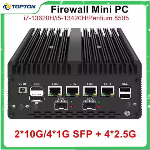 Topton H14 Firewall Mini PC 4*/2*10G SFP+ Intel i7 13620H 8505 4xi226-V 2.5G 2*DDR5 NVMe Industrial 