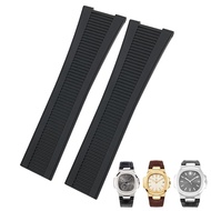 HAODEE 25mm Notch Shape Rubber Silicone Watch Strap Waterproof Watch Bands For PATEK PHILIPPE Nautil