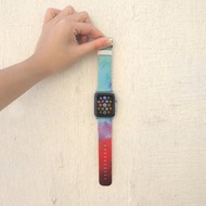 Apple Watch Series 1 , Series 2, Series 3 - Apple Watch 真皮手錶帶，適用於Apple Watch 及 Apple Watch Sport - Freshion 香港原創設計師品牌 - 紅藍油彩圖紋 62