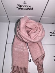 💜Vivienne Westwood  西太后 粉色刺繡字母 羊毛圍巾披肩 女款Wool scarf shawl for women