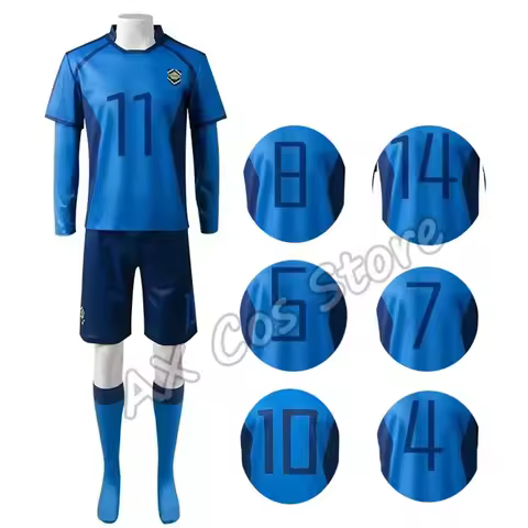 Anime Blue Isagi Yoichi Ness Nagi Cosplay Costume Wig Football Jersey Sportswear unisex Halloween Co
