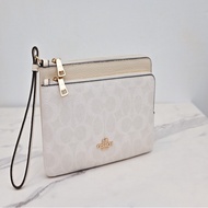 Coach 雙層白logo中長夾