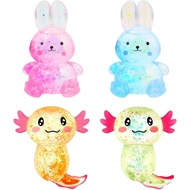 Sezua Squishy Fidget Stress Ball - 4PCS Taba Squeeze Sensory Axolotl Rabbits Toys, Axolotl Squishy S