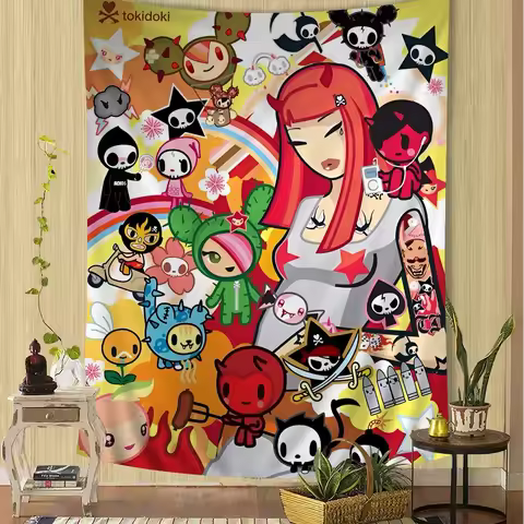 Kawaii T-Tokidoki Anime Printed Large Wall Tapestry Art Science Fiction Room Home Decor Decor Blanke