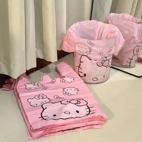 Sanrio Hello Kitty Kuromi Vest Bag Plastic Bag Pink Handbag Gift Bag Storage Bag Trash Bag Household