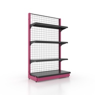 Kefva ชั้นวางสินค้า 4 ชั้น รุ่น Laser Diamond | สีชมพู-ดำ สูง 150 ซม. | รับนน. 40kg/ชั้น | แถมกันตก+