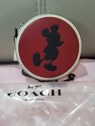 Coach x disney coins case, coins bag, 散紙包, 迪士尼，米奇老鼠， mickey mouse, 圓形，circular, bag charm, 現貨