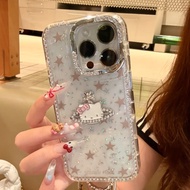 3D Planet Glitter KT Cat Phone Case For iPhone 16 Pro Max Case 15 Sparkling Diamond Stars Phone Case