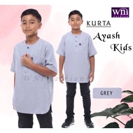 Kurta Ayash Kids | Baju Kurta Budak Lelaki Lengan Pendek Tekak Bulat