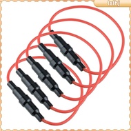 [Lslhj] 5 Pieces Fuse Holder 18 Gauge AWG Wire 250V Black Universal 5x20mm 7