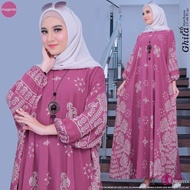 Kaftan Motif Bunga Dress Gamis Muslim Wanita Super Jumbo - Pink