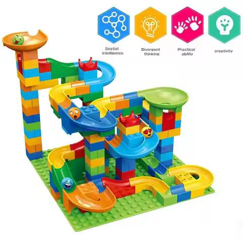 Children's Puzzle Marble Race Run Blocks Maze Toys DIY City Building Blocks Funnel Toys Parent-Child
