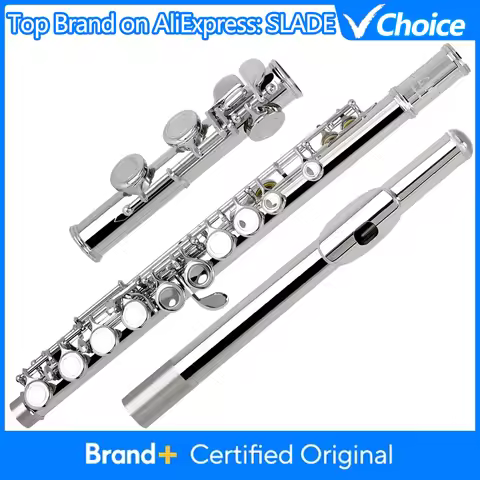 SLADE Flute 16 Closed Open Holes C Key Professional Transverse Flute Concert Musical Instrument with