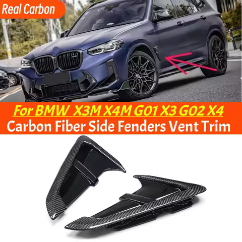 X3m X4m Style Real Carbon Side Fender Air Wing Vent Trim For BMW X Series X3 G01 X4 G02 Carbon Fiber