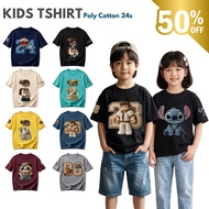 Unisex Children's T-shirts for Boys and Girls 2-8 Years Old with Trendy Lilo & Stitch Embroidery Scr