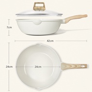 GIPP  Non-Stick Wok 24/28CM Deep Frying Pan with Lid PFOA Free Suitable for All Stovetops