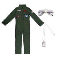 New Halloween Pilot Uniform Adult And Children Jumpsuit Performance Costumes Top Gun Ling Yun