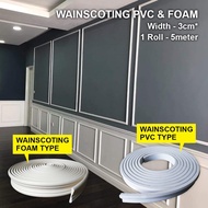 READY STOCK 3cmx5m Wainscoting Choose PVC Type or Foam Type Wall Skirting DIY Frame Bingkai Foam Border Line