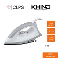 Khind EI-405 1300W Non Stick Electric Dry Iron Temperature Control Seterika Baju EI405