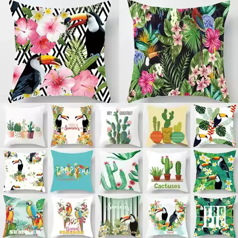 Home Decoration Cactus Pineapple Tropical Pillow with Cushion Polyester Pillow Decoration Ribbon Roo