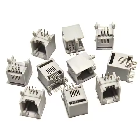 Connector RJ11 6P6C 10Pcs RJ11 6P6C PCB Mount Telephone Modular Connector Socket Interface Crystal F