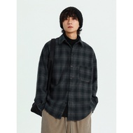 Afraid of Raw Japanese vintage Retro Woolen Plaid Shirt Men Women Loose Thick Brushed Shirt Jacket