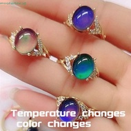 MUSEWEAR Retro Adjustable Mood Rings, Moon Stone Temperature Control Color Changing Color Ring, Crea