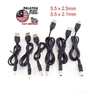 USB to DC 5521 5525 5.5 x 2.1mm 5.5 x 2.5mm Plug Jack 5V 2.4A EV Pad EvPad TV Box Power charging Charger Cable