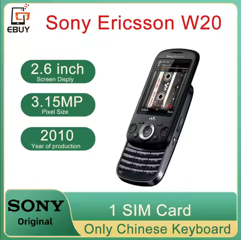 Original Sony Ericsson W20 GSM 2G 3G Slider Mobile Cell Phone 2.6'' 3.15MP Camera Unlocked CellPhone