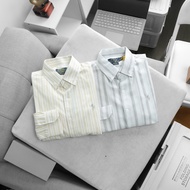 3bros Korean pastel striped cotton men's shirt made in surplus, big size non-hugging form - 3bros ex