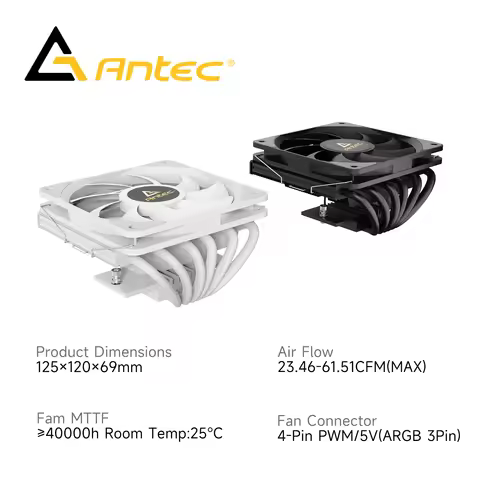 Antec A690V6 6 Heat Pipe Low Profile CPU Air-Cooled Cooler 120mm PWM Fan For LGA1700 1200 115X 1151 