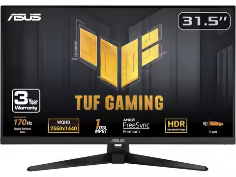 ASUS TUF Gaming 32" (31.5" viewable) QHD 2K 1440P 170Hz AMD FreeSync Premium (Adaptive Sync) 1ms HDR