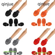 QINJUE 2/4pcs Drum Stick Head 4 Colors Accessories Practice Tips Rubber Sleeve