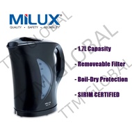 [SIRIM CERTIFIED] MILUX 1.7L Electric Jug Kettle (1.7 Litre) MJK-170 CORDLESS KETTLE JUG