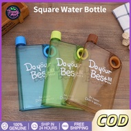Flat Squared Water Bottle A5 Portable with Handle Sports Outdoor Frosted Tumbler Leak Proof for Gym