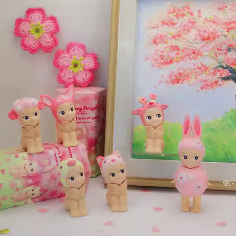 Sonny Angel Blind Box Toys Cherry Blossom Series Sit Mini Anime Action Figures Desktop Ornament Chil