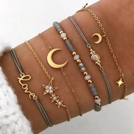 Decoration Bohemian Style Autumn Bracelet 6-Piece Set, with Stars and Moon