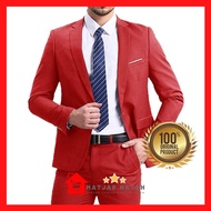 MERAH PRIA Red Event Matjar Najah Men's Suit - Glossy Red Men's Blazer For Men