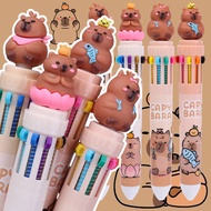 1/2/4Pcs 10Colors Cartoon Capybara Ballpoint Pens - Colorful Refill Press Rollerball Pen - Quick-Dry