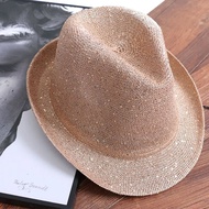 Breathable Fedora Hat Women New 2024 Casual Summer Paillette Design Korean Short Brim Jazz Hats Men Beach Sun Hat Chapeu Panama