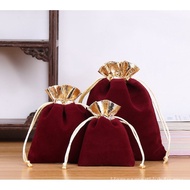 Luxury Flannel Drawstring Jewelry Bag Elegant Gift Pouch for Ornaments, Soft Velvet Packaging