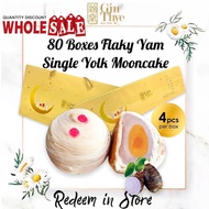 [Gin Thye Digital] (80 Boxes Wholesale) Single Yolk TEOCHEW Flaky Yam Mooncake 4Pcs/Box (80盒）单黄芋泥月饼 Mid Autumn [Redeem in store] Takeaway