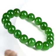 Hetian Jade Necklace Spinach Green Jade Necklace Round Bead Style Taiwan Green Jade Necklace Bracele