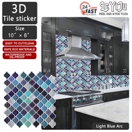 Blue Lantern 3D Waterproof Wall Sticker - Self-Adhesive Backsplash for Malaysian Kitchen & Bathroom 