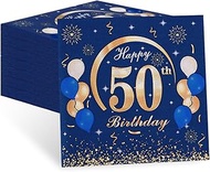 Napkins 50th Birthday Man, Pack of 60 Elegant Birthday Napkins, Happy Birthday 50 Napkins, 2-Layer T