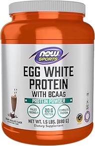 NOW Sports Nutrition, Egg White Protein, 20 g With BCAAs, Creamy Chocolate Powder, 1.5-Pound