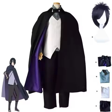 Anime Uchiha Sasuke Cosplay Costume Black Cloak Shirt Vest Uniform Full Set Wig Adult Man Woman Hall