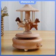 Carousel Music Box Retro Wooden Carousel Music Box Handmade Carousel Horse Music Box Beech Wood Rota