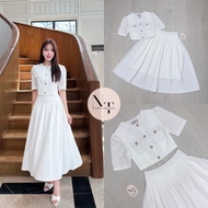 NT107 NATTA BRAND 2-Piece Set White Short-Sleeved Shirt Matching Skirt [2PM]