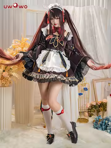 IN STOCK UWOWO Game Genshin Impact HuTao Cosplay Costume Hu Tao Halloween Maid Costume Christmas Out